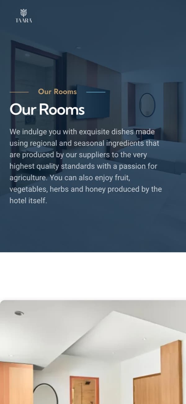 Taara Hotel room listing on a phone